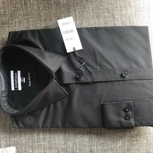 Limehaus men’s black slim fit butt up dress shirt